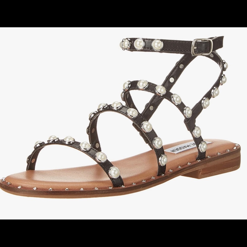 Steve Madden Black and Tan Travel Sandal